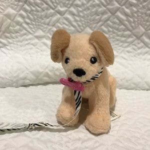 Our Generation Pet DOG 4” Plush Lab Puppy Battat Collar Leash Zebra Set Brown